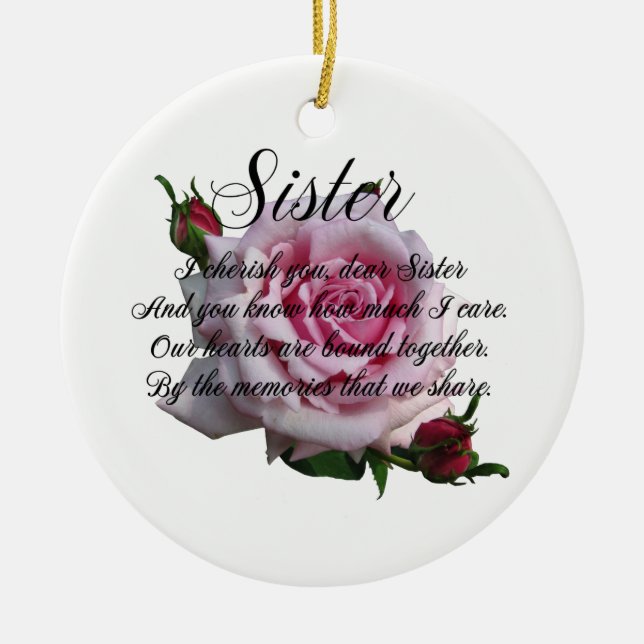 SISTER QUOTE CERAMIC TREE DECORATION (Front)