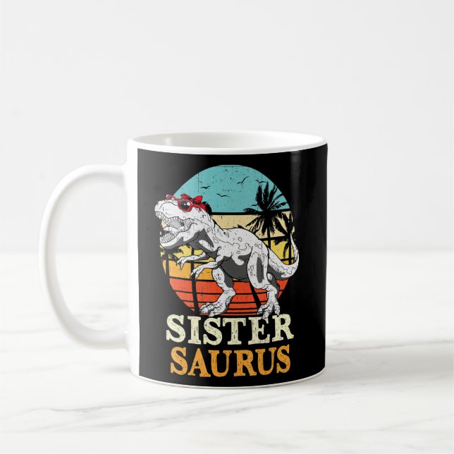 Sister Saurus Dinosaur Matching Family T Rex Vinta Coffee Mug (Left)