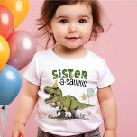 Sister-saurus Dinosaur Theme Kids Birthday Party T-Shirt<br><div class="desc">This super cute Sister-a-saurus unisex t-shirt (choose kids youth, toddler, or baby), designed to match kid's birthday years 1-6, matching family dino designs, is the perfect sister tee to wear at your little one's fun Jurassic dinosaur theme birthday party - super cute family photo keepsake moment! Design features a roaring...</div>