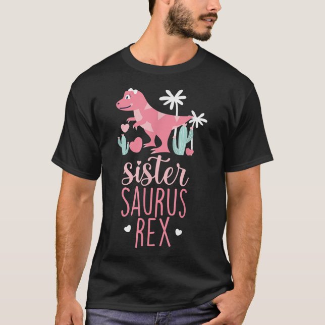 Sister Saurus Rex Dinosaur Kids T-Shirt (Front)