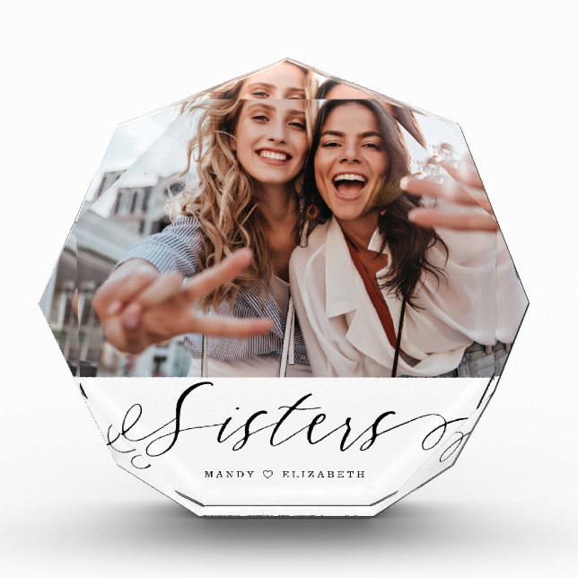 Sister Script Gift For Sister Photo Keepsake Block (Front)