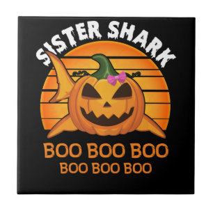 Sister Shark Boo Boo Boo Funny Halloween Gifts Tile