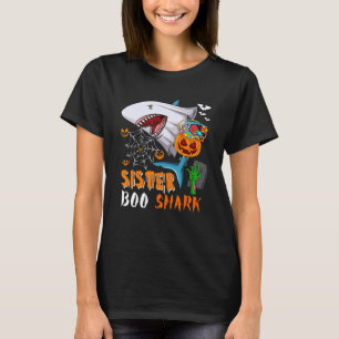 Sister Shark Boo Halloween Shark Boo Ghost Candy P T-Shirt