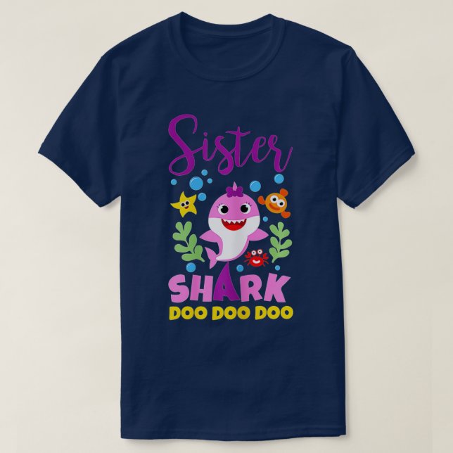Sister Shark Gift Cute Baby Shark Family Matching  T-Shirt (Design Front)