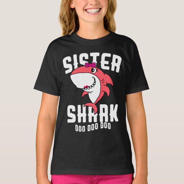 Sister Shark Girls Birthday Halloween Christmas T-Shirt (Front)