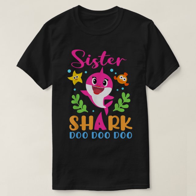 Sister Shark Shirt Sister Shark Lover Family Mothe (Design Front)