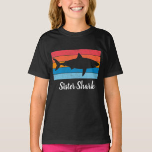 Sister Shark Simple Shark Cutout Vintage Retro T-Shirt