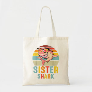 Sister Shark Vintage Retro Shark Lover Mother's Da Tote Bag