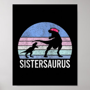 Sister Sis Santa Christmas Xmas Dinosaur 2 Women Poster