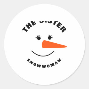Sister Snowman Face Squad Matching Family Costume  Classic Round Sticker