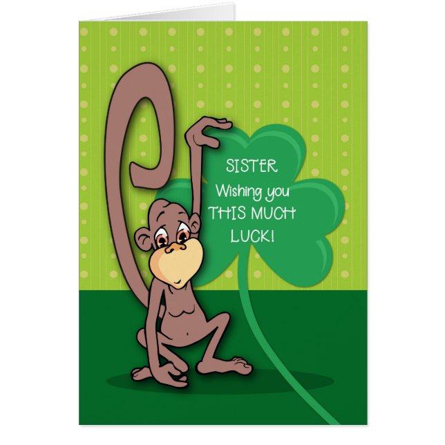 Sister, St. Patrick's Day Monkey with Shamrock (Front)