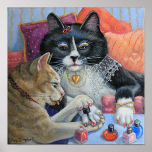 "Sister Stuff" kitty sisters do their nails Poster