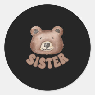 Sister teddy bear 1st birthday boy girl family classic round sticker