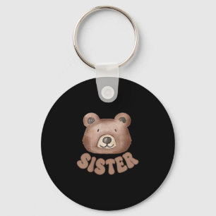 Sister teddy bear 1st birthday boy girl family key ring