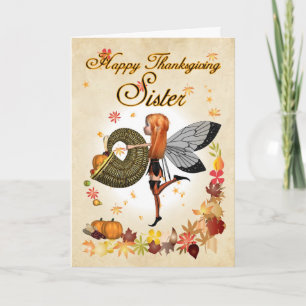 Sister - Thanksgiving Card - Cute Little Pumpkin F