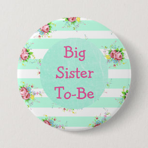 Sister to Be Baby Shower Button Mint Green Pink