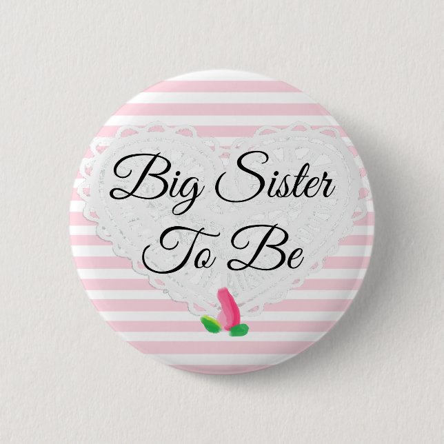 Sister to be Rosebud Pink Baby Shower Button (Front)