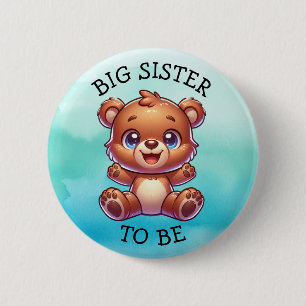Sister To Be   Woodland Creatures Baby Shower  6 Cm Round Badge
