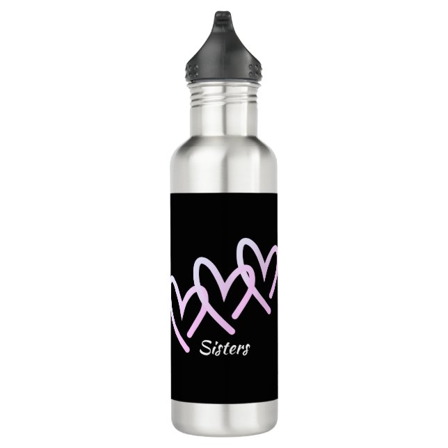 Sister Triple Black Heart 710 Ml Water Bottle (Right)