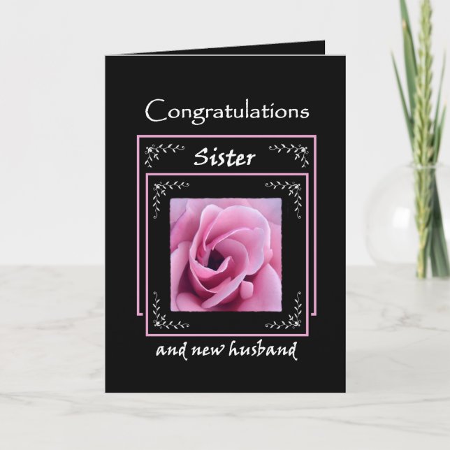 SISTER Wedding Congratulations - Pink Rose Card (Front)