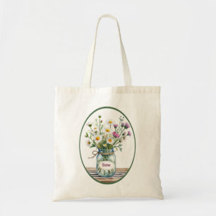 Sister Wildflowers in Mason Jar Tote Bag