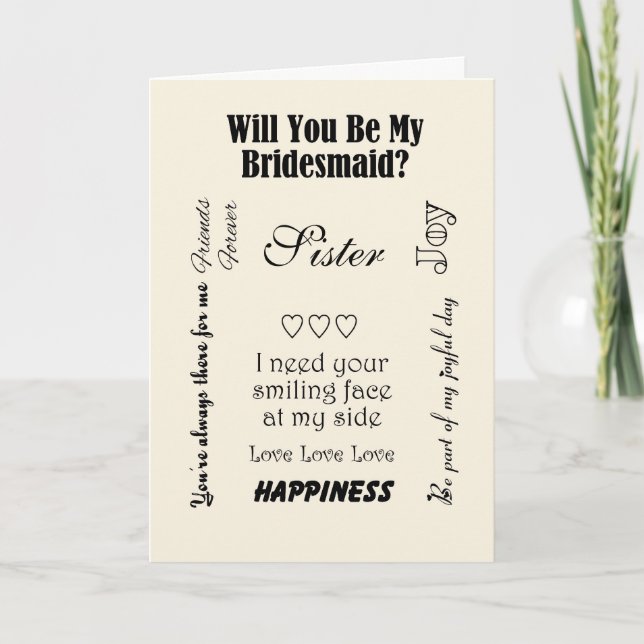 Sister, Will You Be My Bridesmaid? Ivory Invitation (Front)