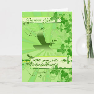 Sister Will you be my Bridesmaid, Spring Green Invitation