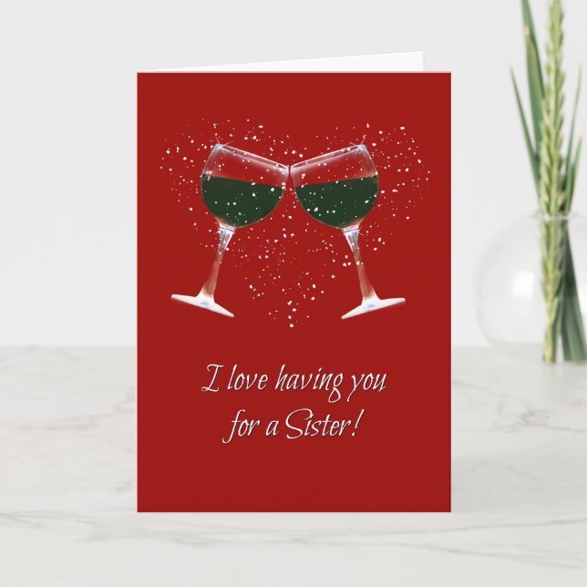 Sister Wine Happy Valentine's Day Card (Front)