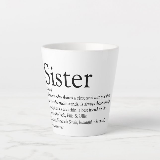 Sister World's Best Ever Definition Modern Fun Latte Mug (Front)