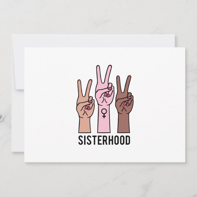 Sisterhood, female hands with peace sign invitation (Front)