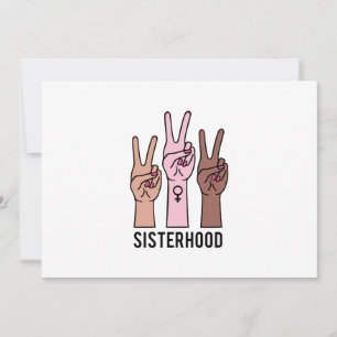 Sisterhood, female hands with peace sign invitation