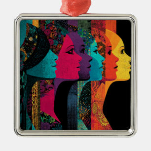 Sisterhood Gazing into the Infinite Metal Tree Decoration