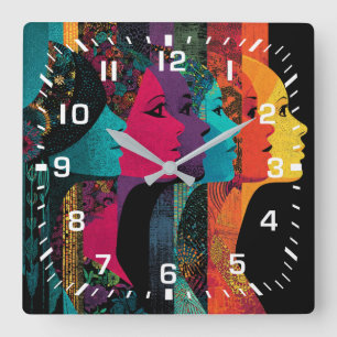 Sisterhood Gazing into the Infinite Square Wall Clock