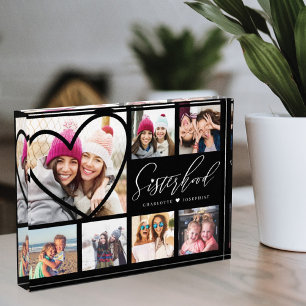 Sisterhood Script BFFs Heart 7 Photo Grid Collage Block