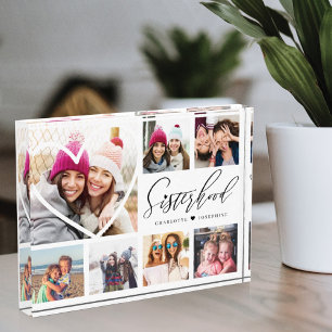 Sisterhood Script BFFs Heart 7 Photo Grid Collage Block