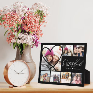 Sisterhood Script BFFs Heart 7 Photo Grid Collage Plaque