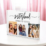 Sisterhood Sisters 3 Photo Collage Keepsake Gift<br><div class="desc">Celebrate sisterhood with the Sisterhood Sisters 3 Photo Collage Family Keepsake Gift Photo Block. This elegant and personalised photo block features a beautifully arranged collage of three cherished photos, capturing unforgettable moments shared with your sisters. Crafted from high-quality materials, it’s perfect for displaying on a desk, shelf, or mantel. The...</div>