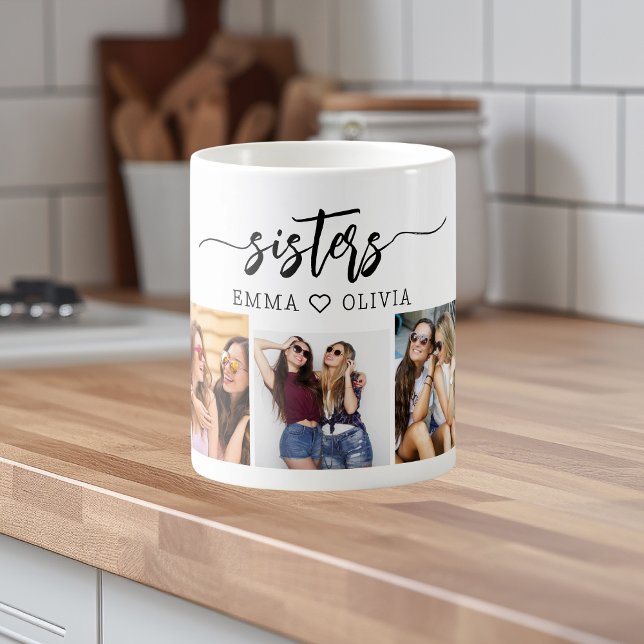 Sisters 3 Photo Collage Keepsake Gift Coffee Mug (Creator Uploaded)