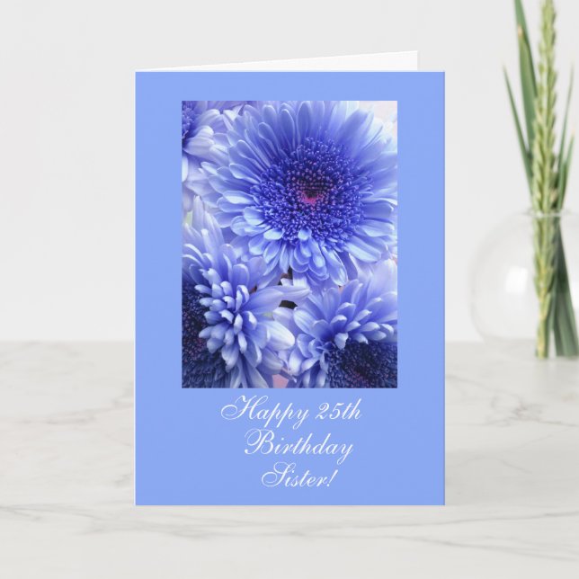 Sister's (age) birthday blue flowers card (Front)
