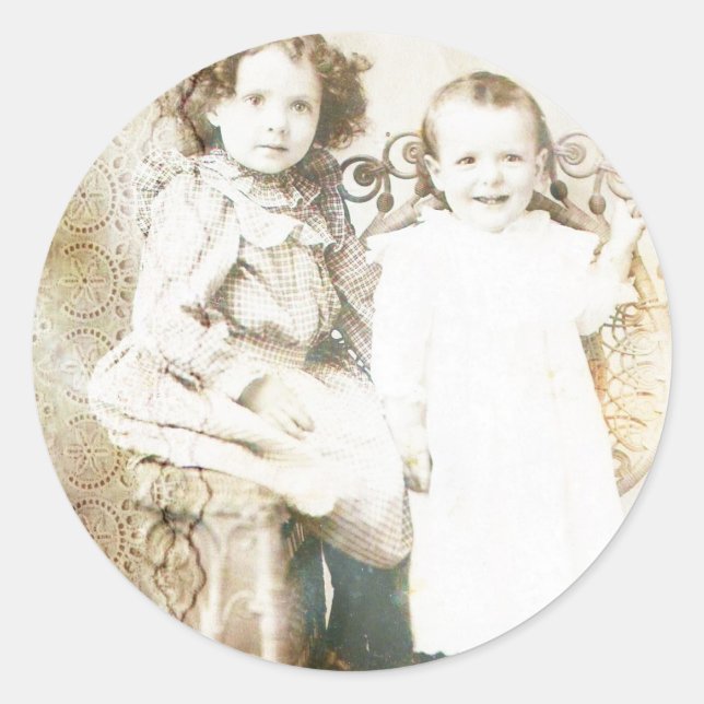 Sisters and Lace Classic Round Sticker (Front)