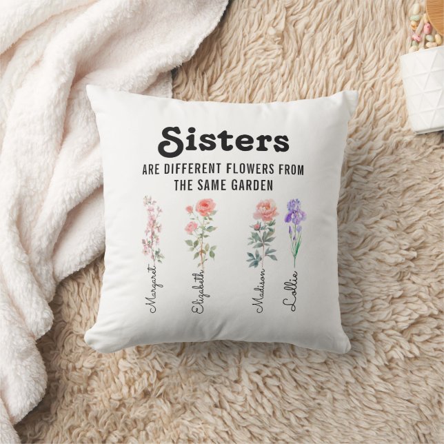 Sisters Are Different Flower – Custom Names  Cushion (Blanket)