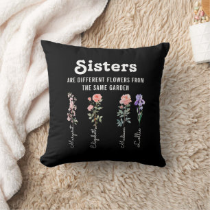 Sisters Are Different Flower – Custom Names Cushion