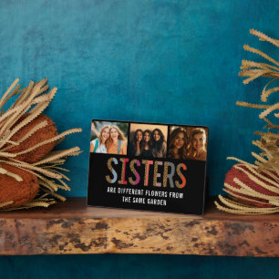 Sisters Are Different Flowers Custom Photo & Names Plaque