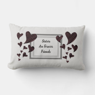Sisters are Forever Best Friend Red Heart Keepsake Lumbar Cushion