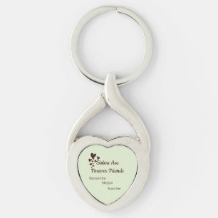 Sisters Are Forever Friends Hearts Sibling Names Key Ring