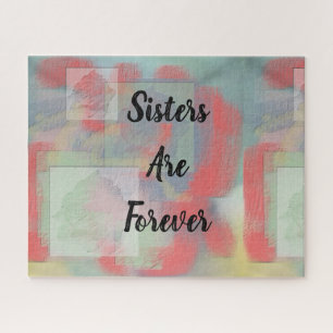 Sisters are Forever Pastel Rose Pattern Floral Jigsaw Puzzle