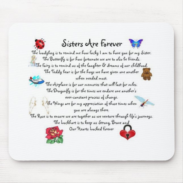 Sisters Are Forever Poem Mouse Mat (Front)