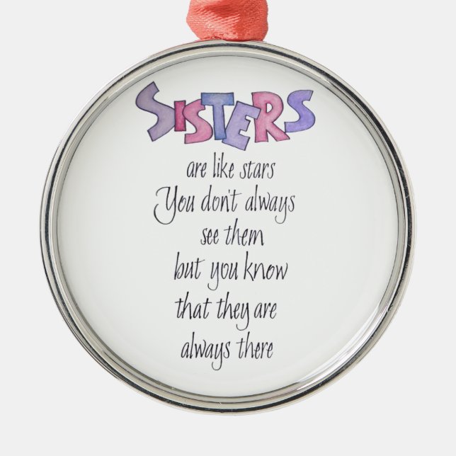 Sisters are like Stars Metal Tree Decoration (Front)