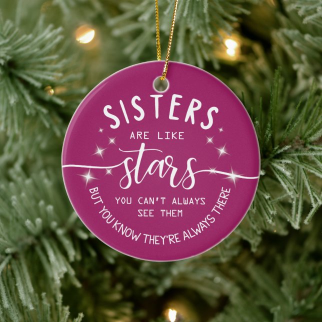 Sisters Are Like Stars Sentimental Quote Ceramic Tree Decoration (Tree)