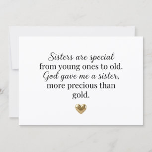 Sisters Are Special God Gave Me a Sister Thank You Card